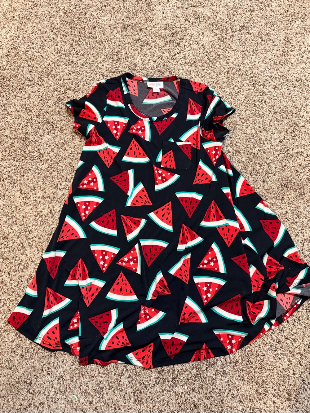 LuLaRoe Black Watermelon Print Swing Dress girls size 8
